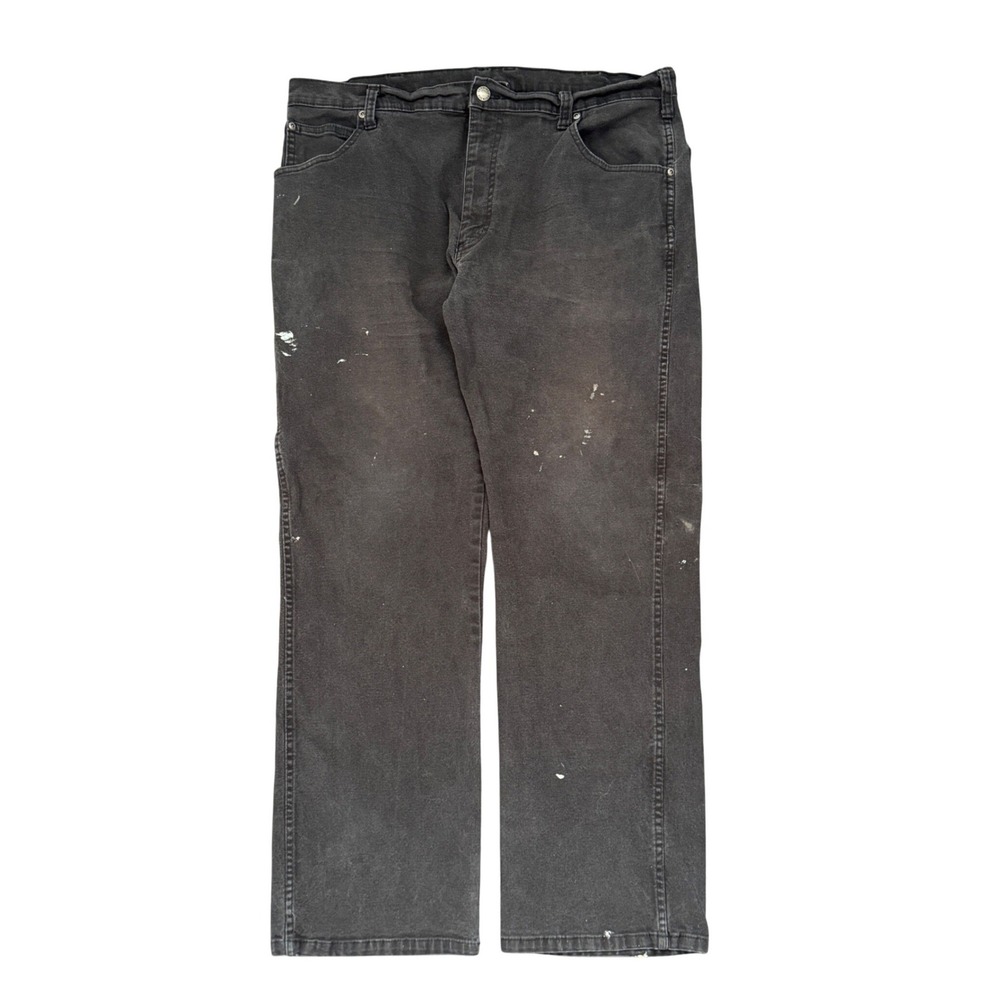 Genuine Dickies Mens Black Carpenter Pants Distressed Paint Splatter 36x28
